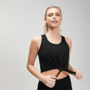 Tie Front Crop Vest - Black - XS