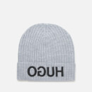 HUGO Men's Reverse Logo Knitted Beanie Hat - Grey