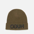 HUGO Men's Reverse Logo Knitted Beanie Hat - Khaki