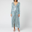 RIXO Women's Emmy Diagonal Sequin Stripe Dress - Blue