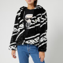 Karl Lagerfeld Women's Faux Fur Jacket with Logo - Black/White