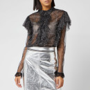 Philosophy di Lorenzo Serafini Women's Ruffle Blouse - Fantasy Print Black