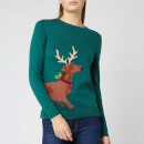 Joules Women's Festive Sausage Dog Jumper - Green