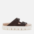 Birkenstock Papillio Women's Arizona Suede Chunky Sole Double Strap Sandals - Black