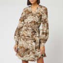 Ganni Women's Printed Cotton Poplin Mini Dress - Tiger's Eye