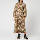 Ganni Women's Printed Cotton Poplin Dress - Tiger's Eye