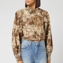 Ganni Women's Printed Cotton Poplin Shirt - Tiger's Eye