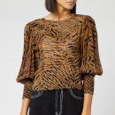 Ganni Women's Printed Georgette Top - Tiger