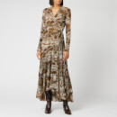 Ganni Women's Printed Mesh Dress - Tiger's Eye