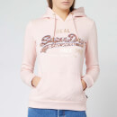 Superdry Women's V Logo Sequin Line Entry Hoody - Shell Pink Marl