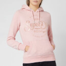 Superdry Women's Prem Script Satin Entry Hoody - Shell Pink