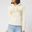 Superdry Women's V Logo Premium Luxe Entry Hoody - Soft White