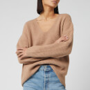 Whistles Women's V Neck Rib Wool Sweater - Camel