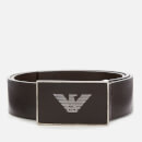 Emporio Armani Men's Solid Square Buckle Belt - Dark Brown