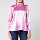 HUGO Women's Cayanas Satin Long Sleeve Top - Light/Pastel Purple