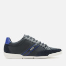 BOSS Men's Saturn Low Profile Nylon/Suede Trainers - Blue