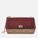Coach Women's Coated Canvas Signature Cam Chain Crossbody Clutch - Tan Deep Red