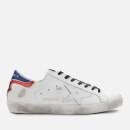Golden Goose Deluxe Brand Men's Superstar Leather Trainers - White/Blue/Red/White Star