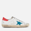 Golden Goose Deluxe Brand Men's Superstar Trainers - White Leather/Blue Star/Red