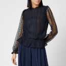 Ted Baker Women's Cosmee Zip Up Woven Front Top - Dark Blue