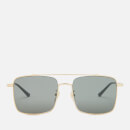 Gucci Men's Square Metal Aviator Sunglasees - Gold/Black/Grey