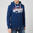 Superdry Men's Vintage Label Stripe Hoody - Pilot Mid Blue