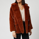 Free People Women's Solid Kate Faux Fur Coat - Terracotta