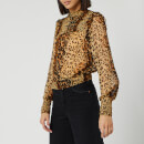Free People Women's Roma Blouse - Brown Leopard