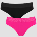 Dames Katoenen Hipster - 2 Pack - Knalroze/ Zwart - XS