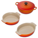 Le Creuset Signature Cast Iron and Stoneware 3 Piece Dish Set - Volcanic
