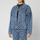 Alexander Wang Women's Game Denim Jacket White Logo Print - Blue