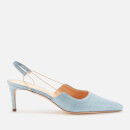 by FAR Women's Gabriella Lizard Embossed Leather Sling Back Heels - Sky Blue