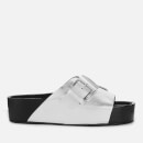Simon Miller Women's Chunk Leather Slide Sandals - Silver