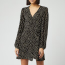 Ganni Women's Spot Printed Georgette Mini Dress - Black
