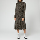 Ganni Women's Spot Printed Georgette Midi Dress - Black