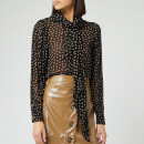 Ganni Women's Spot Printed Georgette Blouse - Black