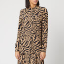 Ganni Women's Printed Crepe Zebra Shirt - Tannin
