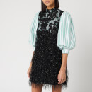 Ganni Women's Feathery Cotton Mix Shirt Mini Dress - Black