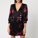 Ganni Women's Heavy Satin Floral Mini Dress - Black