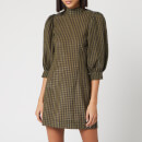 Ganni Women's Seersucker Check Mini Dress - Kalamata