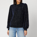 Ganni Women's Velvet Lurex Long Sleeve Top - Total Eclipse