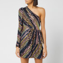 Self-Portrait Women's Stripe Sequin Asymmetric Mini Dress - Multi