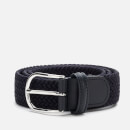 Anderson's Men's Polished Silver Buckle Woven Belt - Navy