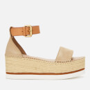 See By Chloé Women's Glyn Leather Flatform Espadrilles - Beige