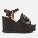 See By Chloé Women's Leather Wedged Sandals - Black