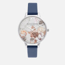 Olivia Burton Women's Marble Florals Watch - Navy/Silver