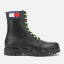 Tommy Jeans Women's Neon Detail Leather Lace Up Boots - Black