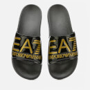 Emporio Armarni EA7 Men's Logo Slide Sandals - Black/Gold