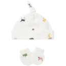 Joules Baby The Hat And Scratch Mitt Set - White Farm Print