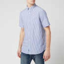 GANT Men's TP Sunsucker Stripe Red BD Short Sleeve Shirt - College Blue